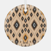 Ikat Ethnic Geometric Folklore Muster Ornament Aus Glas (Vorderseite)