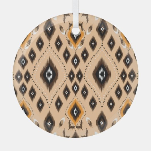 Ikat Ethnic Geometric Folklore Muster Ornament Aus Glas (Vorderseite)
