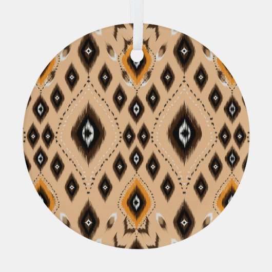 Ikat Ethnic Geometric Folklore Muster Ornament Aus Glas (Rückseite)