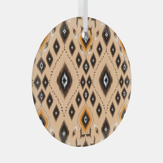 Ikat Ethnic Geometric Folklore Muster Ornament Aus Glas (Vorderseite Rechts)