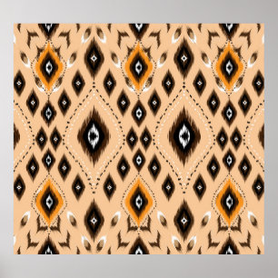 Ikat Ethnic Geometric Folklore Muster Poster