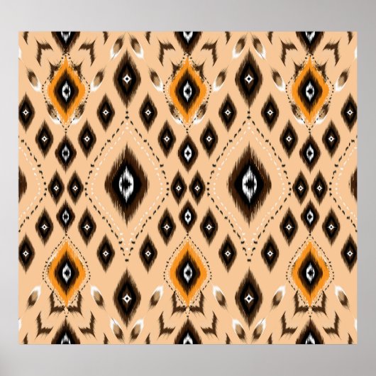 Ikat Ethnic Geometric Folklore Muster Poster (Vorne)