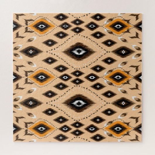 Ikat Ethnic Geometric Folklore Muster Puzzle (Horizontal)