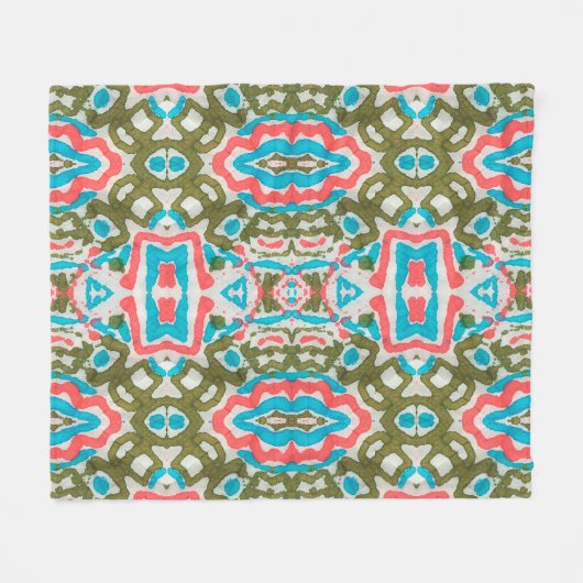 Ikat Ethnisches Abstraktes Muster. Shaman Pattern. Fleecedecke (Vorderseite (Horizontal))