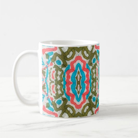 Ikat Ethnisches Abstraktes Muster. Shaman Pattern. Kaffeetasse (Links)