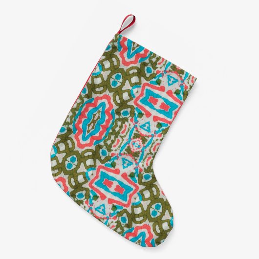 Ikat Ethnisches Abstraktes Muster. Shaman Pattern. Kleiner Weihnachtsstrumpf (Vorderansicht (hängend))