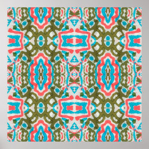 Ikat Ethnisches Abstraktes Muster. Shaman Pattern. Poster