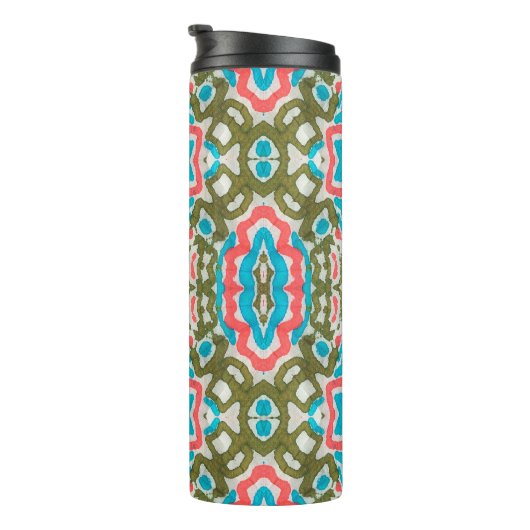 Ikat Ethnisches Abstraktes Muster. Shaman Pattern. Thermosbecher (Nach rechts gedreht)
