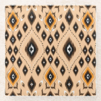 Ikat-ethnisches geometrisches Folklore-Muster Glasuntersetzer