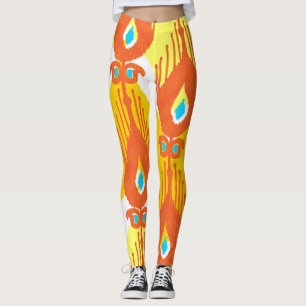 Ikat Fabric Muster: Ethnisch Vintages Design. Leggings