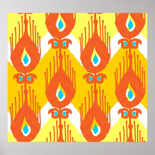 Ikat Fabric Muster: Ethnisch Vintages Design. Poster (Vorne)