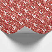 Ikat Floral Damask - Dunkelrot und Weiß Geschenkpapier (Ecke)