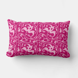 Ikat Floral Damask - Fuchsia und Pink Lendenkissen