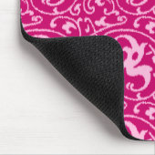 Ikat Floral Damask - Fuchsia und Pink Mousepad (Ecke)