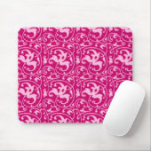 Ikat Floral Damask - Fuchsia und Pink Mousepad (Mit Mouse)