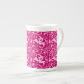 Ikat Floral Damask - Fuchsia und Pink Porzellantasse (Vorderseite Rechts)