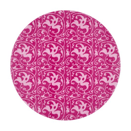 Ikat Floral Damask - Fuchsia und Pink Schneidebrett (Vorderseite)