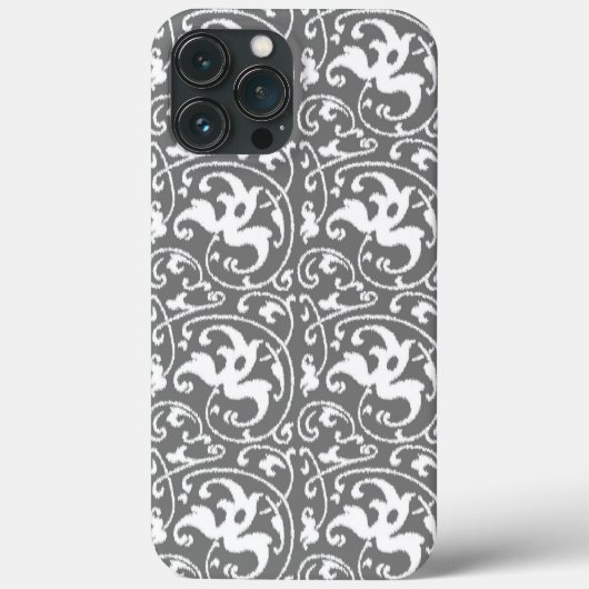 Ikat Floral Damask - grau/grau/weiß Case-Mate iPhone Hülle (Rückseite)
