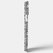 Ikat Floral Damask - grau/grau/weiß Case-Mate iPhone Hülle (Rückseite / Rechts)