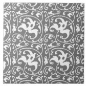Ikat Floral Damask - grau/grau/weiß Fliese (Vorderseite)