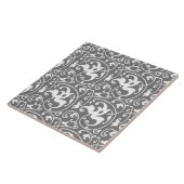 Ikat Floral Damask - grau/grau/weiß Fliese (Seite)