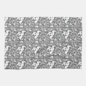 Ikat Floral Damask - grau/grau/weiß Geschirrtuch (Horizontal)