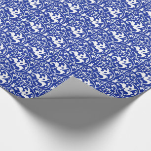 Ikat Floral Damask - Kobalt blau und weiß Geschenkpapier