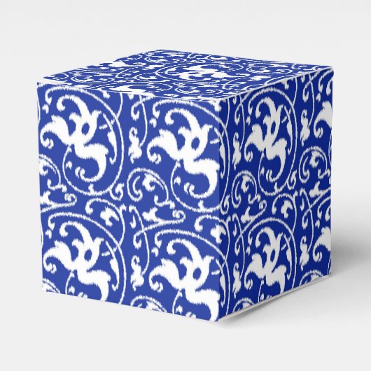 Ikat Floral Damask - Kobalt blau und weiß Geschenkschachtel (Vorderseite)