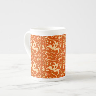 Ikat Floral Damask - Mandarin Orange Porzellantasse