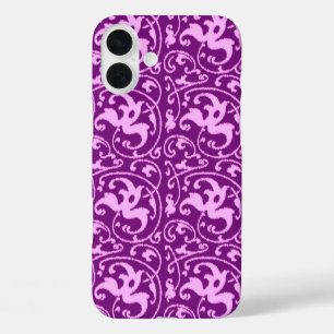 Ikat Floral Damask - Orchid und Lila iPhone 16 Plus Hülle