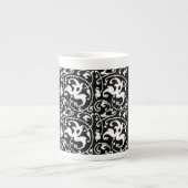 Ikat Floral Damask - Schwarz und Weiß Porzellantasse (Vorderseite)