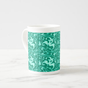 Ikat Floral Damask - Türkis und Aqua Porzellantasse