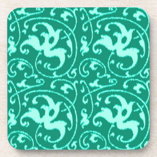 Ikat Floral Damask - Türkis und Aqua Untersetzer