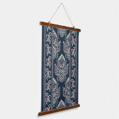 Ikat floral Muster Weiß Pink Blau Wandteppich Mit Holzrahmen (Gewinkelt)
