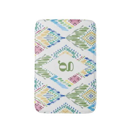 Ikat Floral Nahtloses Muster Badematte (Vorderseite Vertikal)