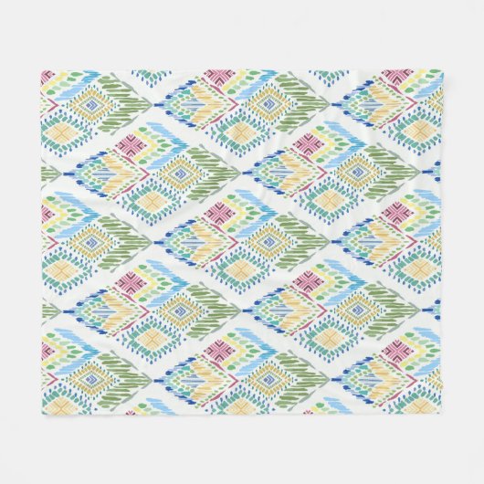 Ikat Floral Nahtloses Muster Fleecedecke (Vorderseite (Horizontal))