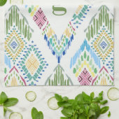 Ikat Floral Nahtloses Muster Geschirrtuch (Gefaltet)