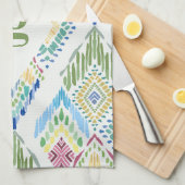 Ikat Floral Nahtloses Muster Geschirrtuch (Viertel Falte)