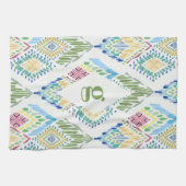 Ikat Floral Nahtloses Muster Geschirrtuch (Horizontal)