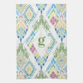 Ikat Floral Nahtloses Muster Geschirrtuch (Vertikal)