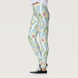 Ikat Floral Nahtloses Muster Leggings