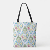 Ikat Floral Nahtloses Muster Tasche (Rückseite)