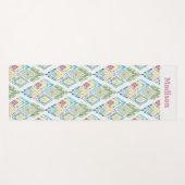Ikat Floral Nahtloses Muster Yogamatte (Vorderseite (Horizontal))
