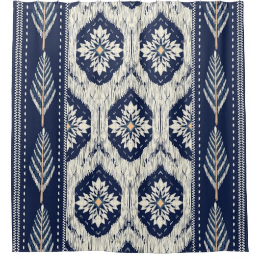 Ikat Floral Paisley Pattern Duschvorhang (Vorderseite)