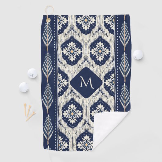 Ikat Floral Paisley Pattern Golfhandtuch (Insitu)