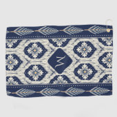 Ikat Floral Paisley Pattern Golfhandtuch (Horizontal)
