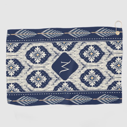 Ikat Floral Paisley Pattern Golfhandtuch (Horizontal)
