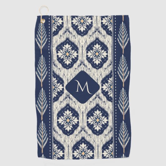 Ikat Floral Paisley Pattern Golfhandtuch (Vorderseite)