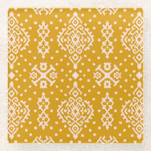 Ikat Folklore-Ornament - ethnische Textur. Glasuntersetzer (Vorderseite)