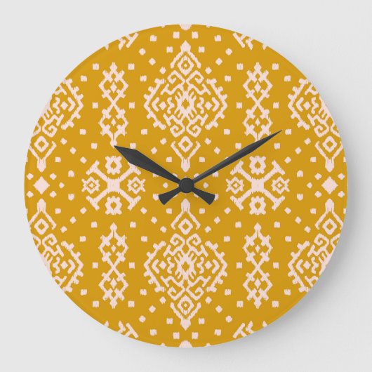 Ikat Folklore-Ornament - ethnische Textur. Große Wanduhr (Vorderseite)
